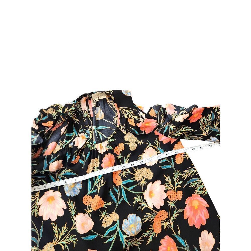 kate spade new york Blossom-Print Cold-Shoulder Top Black Floral Flowers XXS - Picture 4 of 10